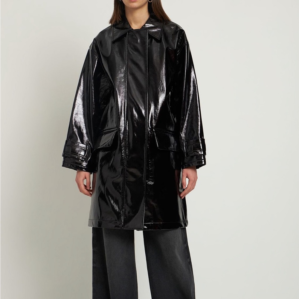 Conni faux patent-leather coat